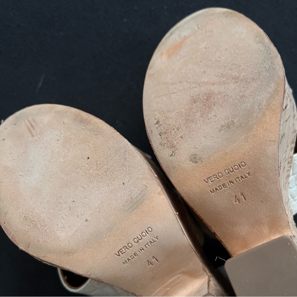 PARIS TEXAS CORK WEDGE PLATFORM WHITE LEATHER SANDALS SZ 41/11 $459 - Picture 6 of 6